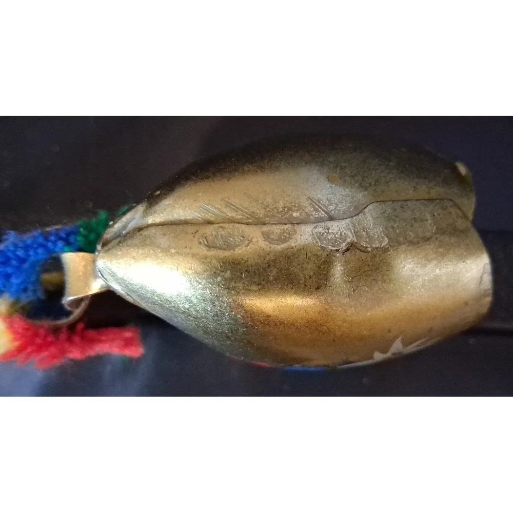 Mid Century Swiss Cow‎ Bell with Floral Design w/ Fringe on a Leather Strap